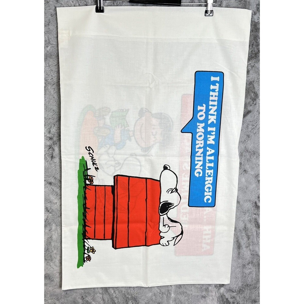 Vtg 1958 Peanuts Snoopy Lucy Pillowcase "I Think I'm‎ Allergic To Morning" Retro
